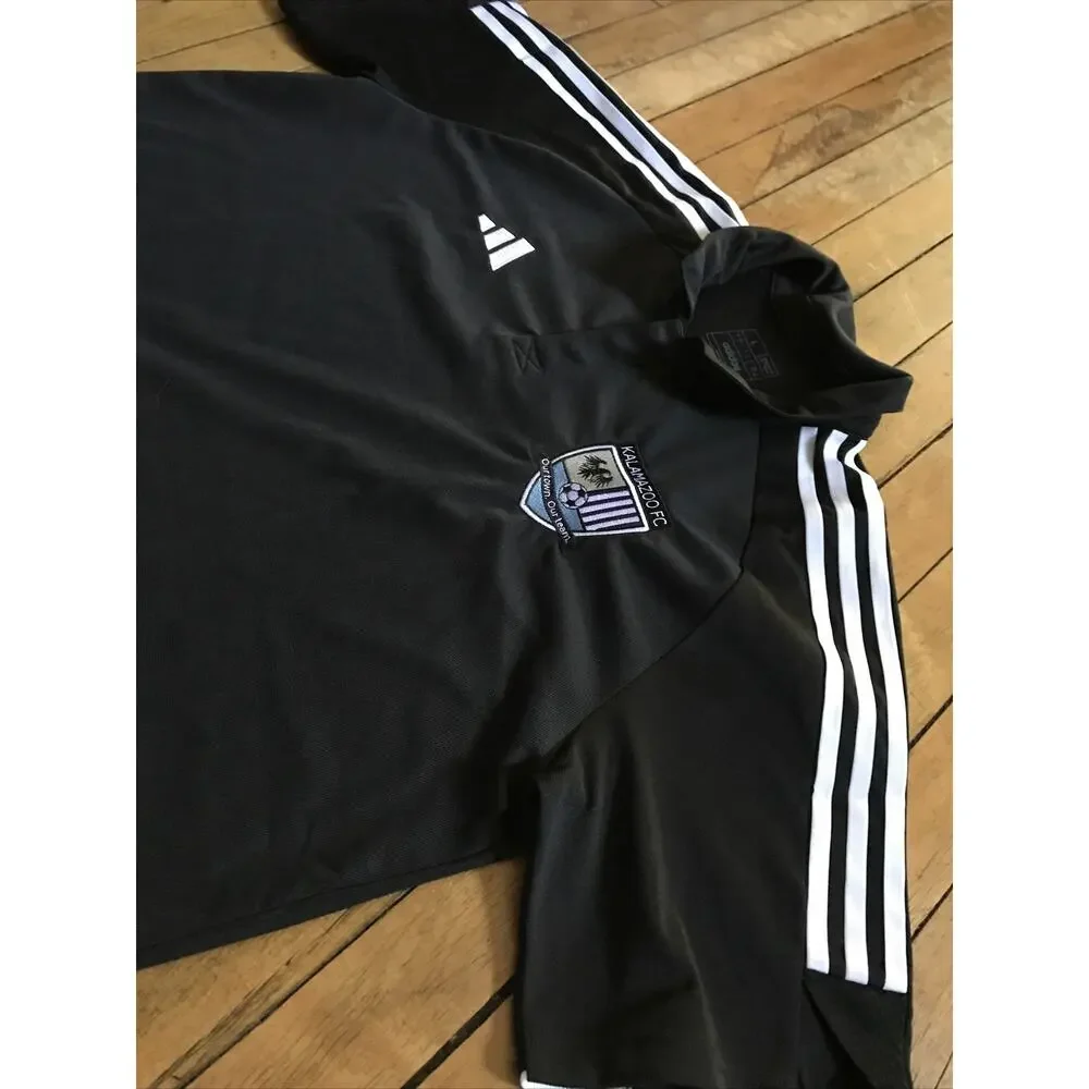 Kalamazoo FC Soccer Adidas Aeroready Polo‎ Shirt Large Black